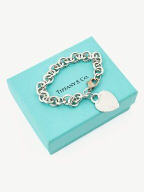 Tiffany & Co. Sterling Silver Heart Tag Chain Bracelet